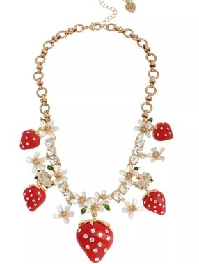 NWT Betsey Johnson Strawberry Frontal Necklace
